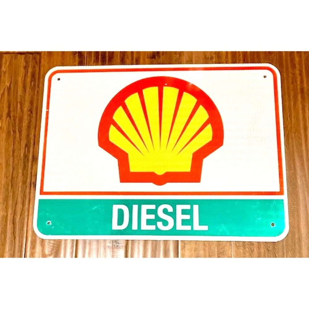 Shell Diesel Road Highway Exit Sign 18" x 24"  Shell Diesel Gas Aluminum